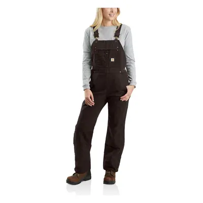 Carhartt Women's Quilt Lined Washed Duck Bib Overall Dark Brown X-Sm