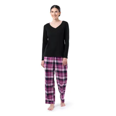 Fruit of the Loom Women's Plus Size Waffle V-Neck Top and Flannel Pant