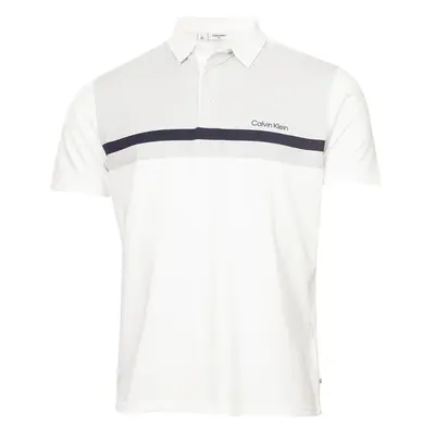 (M, White) Calvin Klein Mens Clearview Moisture Wicking Technical Golf Polo Shirt