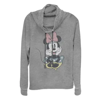 Disney Classic Mickey Minnie Sit Women's Cowl Neck Long Sleeve Knit To