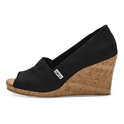 TOMS Women's Classic Espadrille Wedge Sandal Black Scattered Woven