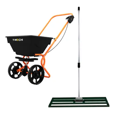 (Rotary Spreader Gritter Fertiliser & Lawn Leveller 100cm Levelling Rake Green) Rotary Spreader,