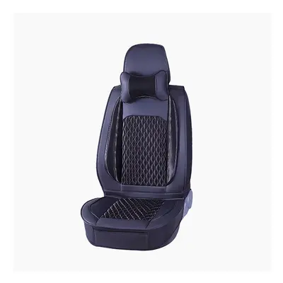 (Black) 5D Car Seat Cover Breathable PU Leather Full Surround Universal Seat Protector Set