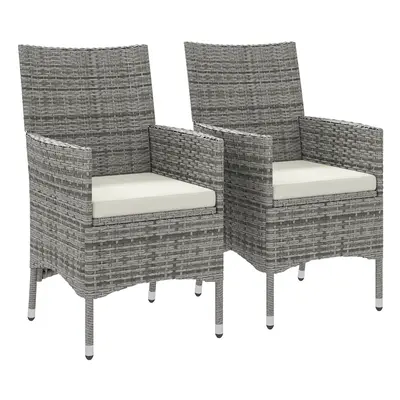 Outsunny Pieces Outdoor Rattan Armchair Garden Dining Chair Set Mixed Grey