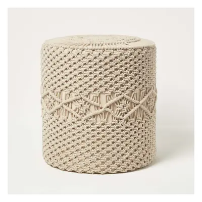 Astrid Natural Macrame Pouffe, cm Tall