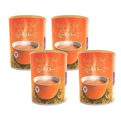 Royal Chai Karak Chai Unsweetened Tub 400g (Pack of 4), Premium Instant Tea, Natural Instant Kar