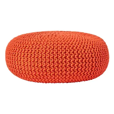 (Burnt Orange) Knitted Cotton Large Round Pouffe Footstool x cm