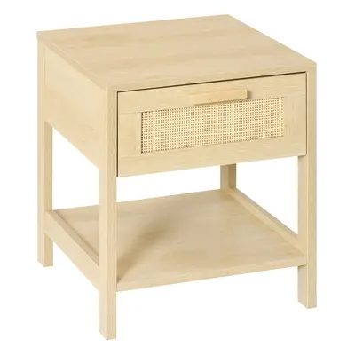 HOMCOM Nightstand Bedside Table End Table Storage Organizer W/ Drawer Shelf