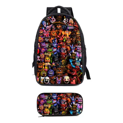 (01, Backpack+Pencil Case) Five Nights at Freddy's School Bag Backpack Lunch Bag Pencil Case Kid