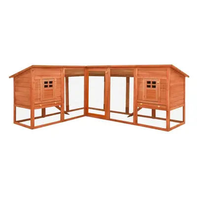 vidaXL Solid Fir Wood Outdoor Rabbit Hutch with Run Brown Garden Play Pen Cage