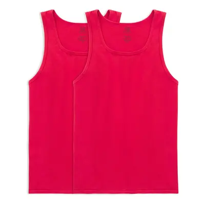 Fruit of the Loom Men's Eversoft Cotton T-Shirts S-4XL Tank-2 Pack-Red Medium