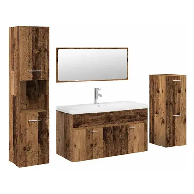 (old wood) vidaXL Bathroom Furniture Set Chipboard Wall Mirror Multi Sizes Multi Colors