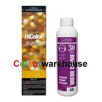 (H13, Dev (Vol. 30) 8oz) L'Oreal HiColor H13 Natural Blonde, Blondes For Dark Hair Only