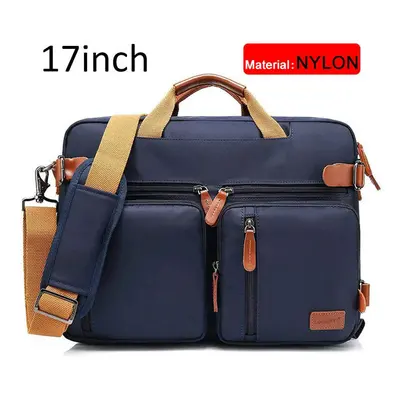 (Blue nylon inch) Inch Convertible Briefcase Men Business Handbag Messenger Bag Casual Laptop Mu