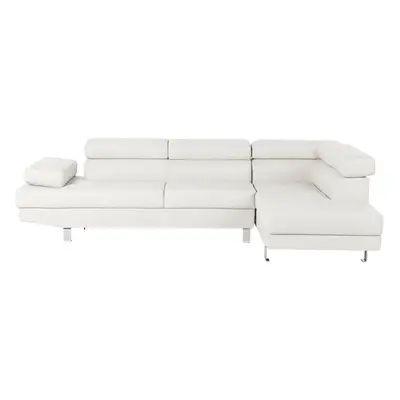 Left Hand Faux Leather Corner Sofa White NORREA