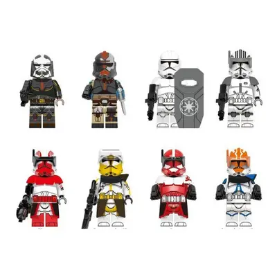 (Style E 8PCS) Star Wars Clone Trooper Cody Rex Commander Fit Lego Minifigures