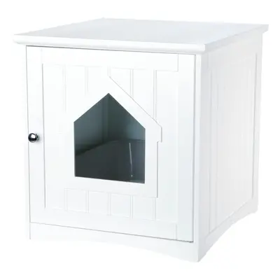 TRIXIE Litter Box Enclosure Hidden Kitty Litter Box Cabinet Furniture Style White (19.84 LBS)