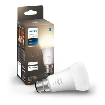 Philips Hue White Single Smart Bulb LED [B22 Bayonet Cap] - Lumens (75W equivalent). Works with 