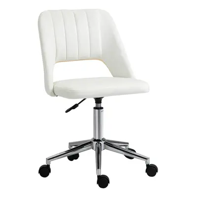 Vinsetto Mid-Back Swivel Home Office Chair Scallop Computer Chair Cream White