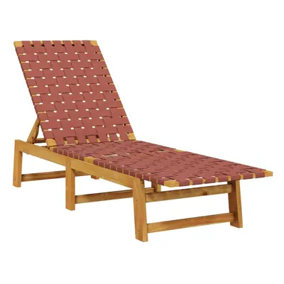 vidaXL Sun Lounger Outdoor Sun Bed Day Bed Red Solid Wood Acacia and Fabric