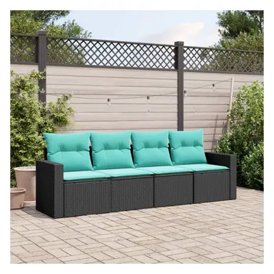 vidaXL Piece Patio Sofa Set with Cushions Black Poly Rattan