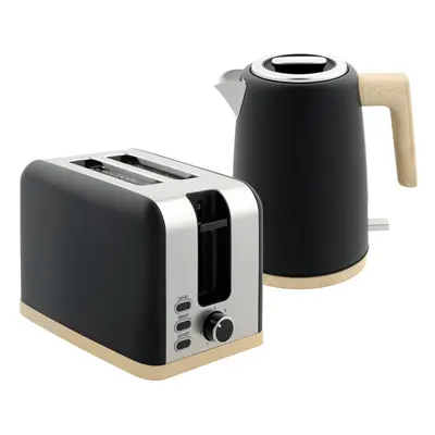 HOMCOM 1.7L Electric Fast Boil Kettle and Slice Toaster Set, Black