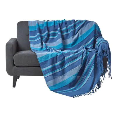 (255 x cm, Blue) Cotton Morocco Striped Throw