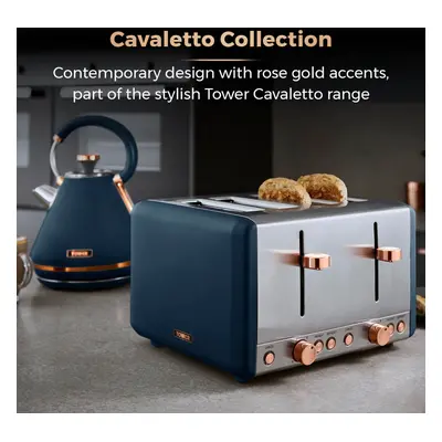 TOWER Cavaletto Pyramid Kettle & Slice Toaster Midnight Blue/Rose Gold