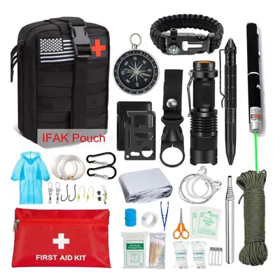 (a-laser pointer 01) Outdoor Camping Equipment Backpack Survival Kit Portable First aid Tourism 