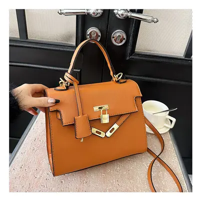 (Dark brown) Stylish Contrast Color Crossbody Bag Handheld Kelly Bag