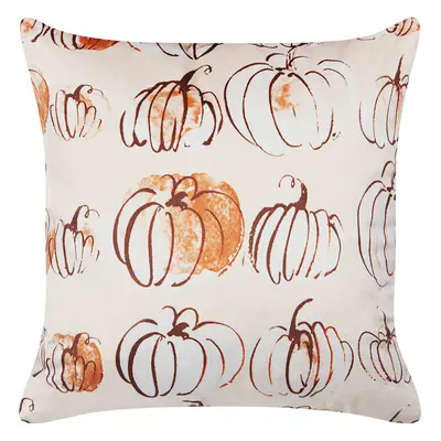 Throw Cushion CUCURBITA Velvet x cm Beige Plant Pattern