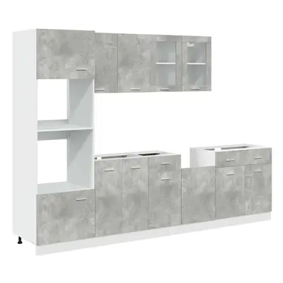 vidaXL Piece Bathroom Furniture Set Concrete Grey Engineered Wood