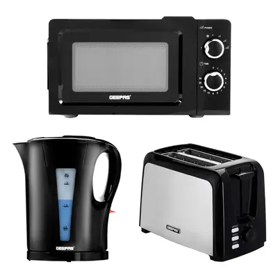 Geepas Slice Bread Toaster,1.7L Kettle & 20L Manual Microwave Set