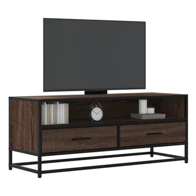 vidaXL TV Cabinet TV Stand Media TV Unit Brown Oak Engineered Wood and Metal