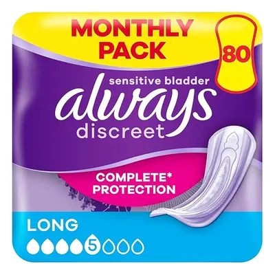 Always Discreet Incontinence Pad Women Long High Absorbency Pads 80pcs