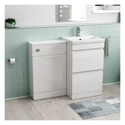 Nes Home White Freestanding PVC 500mm Drawers Vanity & WC Unit