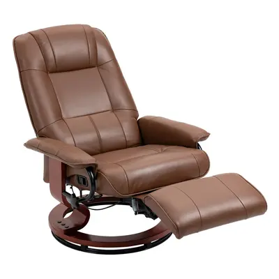 HOMCOM Ergonomic Office Recliner Sofa Chair PU Leather Armchair Lounger Brown