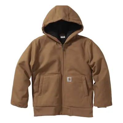 Carhartt Boys' Flannel-Lined Hooded Canvas Insulated Zip-Up Jacket Br