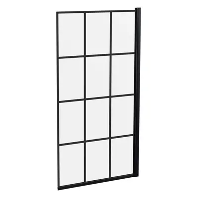 Nuie Pacific 1435mm Multi Option Home Bath Reversible Safety Glass Screen, Black