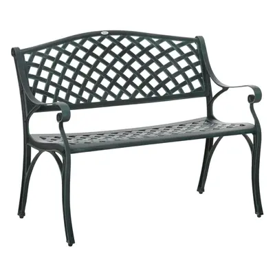 Outsunny Cast Aluminium Garden Bench Seater Antique Park Loveseat, Verdigris