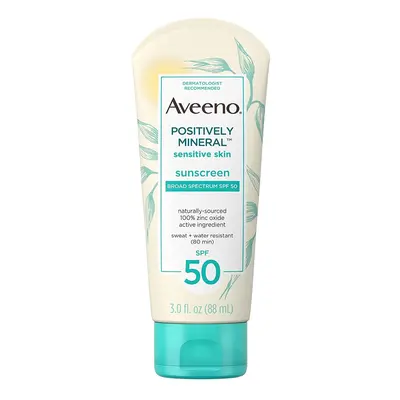 Aveeno Positively Mineral Sensitive Sunscreen Broad Spectrum SPF 50, ml