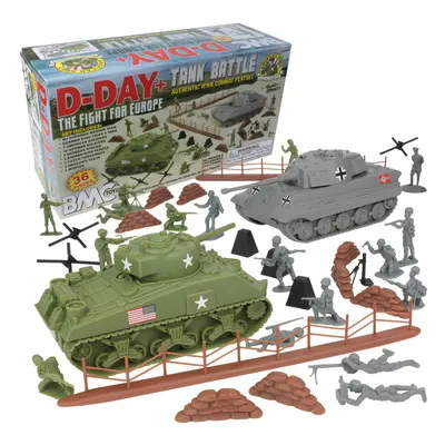 BMC WW2 D-Day Tank Battle - 36pc Plastic Army Men Playset