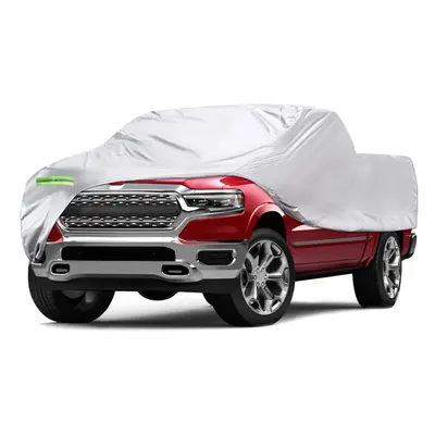 Pickup Truck Full Covers 190T Painted Silver with Windproof Straps Sun UV Snow Dust Resistant Pr