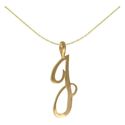 Jewelco London Solid 9ct Yellow Gold Script Identity Initial Pendant Letter J - JIN002-J