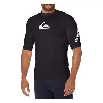 Quiksilver mens All Time Short Sleeve Rashguard Upf Sun Protection Surf Rash Guard Shirt Black S