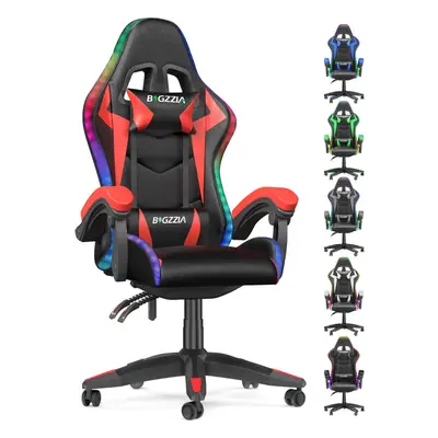 (Red) Ergonomic Gaming Chair With LED Lighting Effects