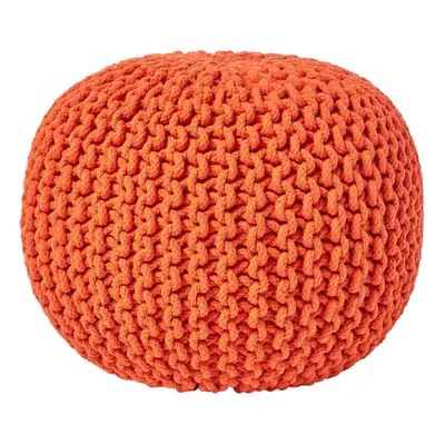 (Burnt Orange) Knitted Cotton Pouffe Footstool Round x cm