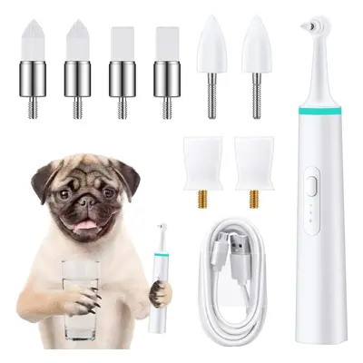 Dog Tartar Remover for Teeth Electric USB Teeth Polisher Plaque Stains Teeth Cleaner with Brush 