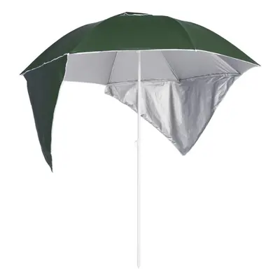 (green) vidaXL Beach Umbrella with Side Walls Sand Parasol Sunshade Shelter Canopy