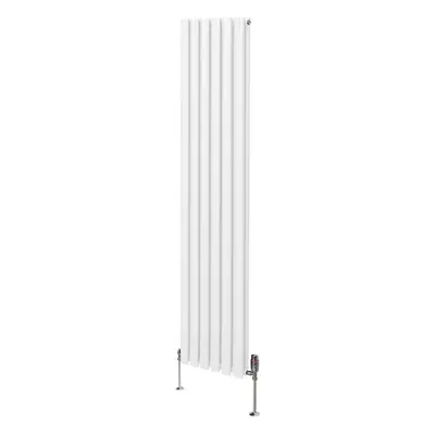 (1800mm x 360mm, White) Oval Column Designer Radiator & TRV Valves